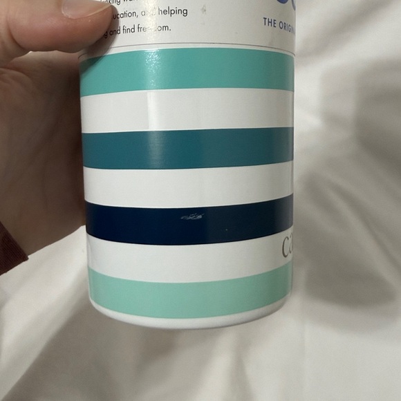 NWT Caus Blue Striped Stainless Steel Drink Tumbler or Can Cooler - Picture 7 of 9